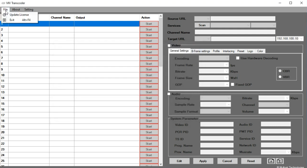 MV Transcoder 75 Channel