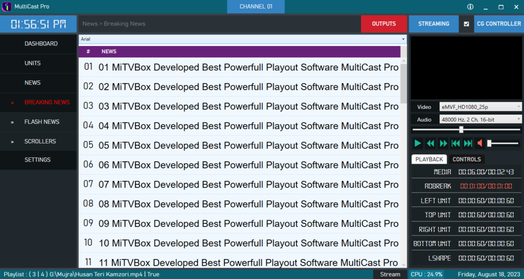 MultiCast Pro 4 Multi Channel Playout2