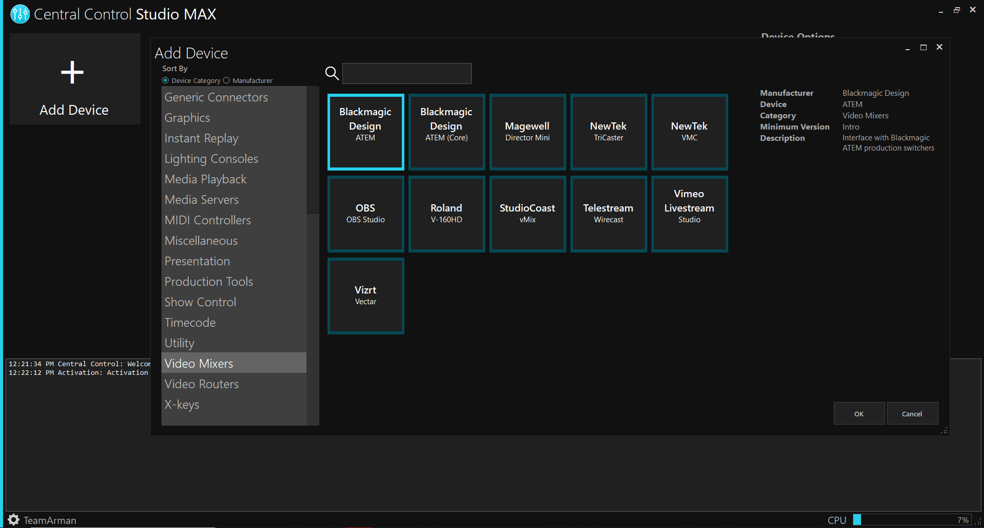 Central Control Studio