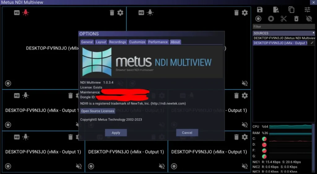 Metus NDI Multiview 1.0.3