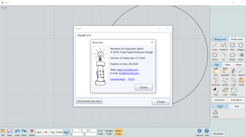 MOI 3D v5 Beta 3D Modeling Software