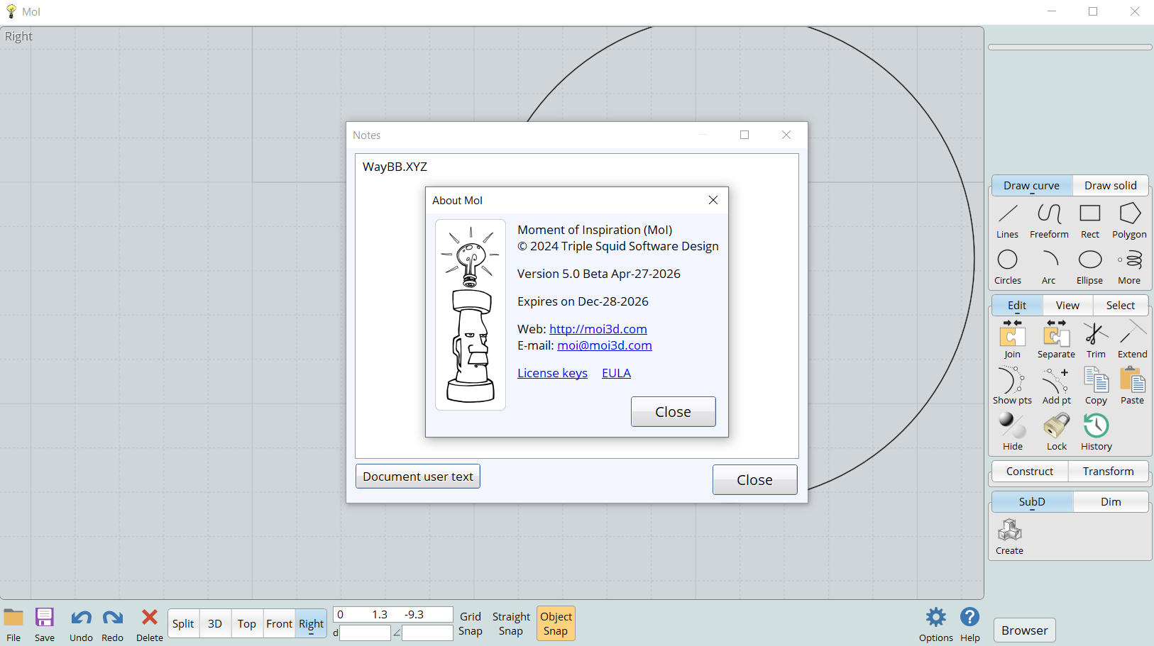 MOI 3D v5 Beta 3D Modeling Software